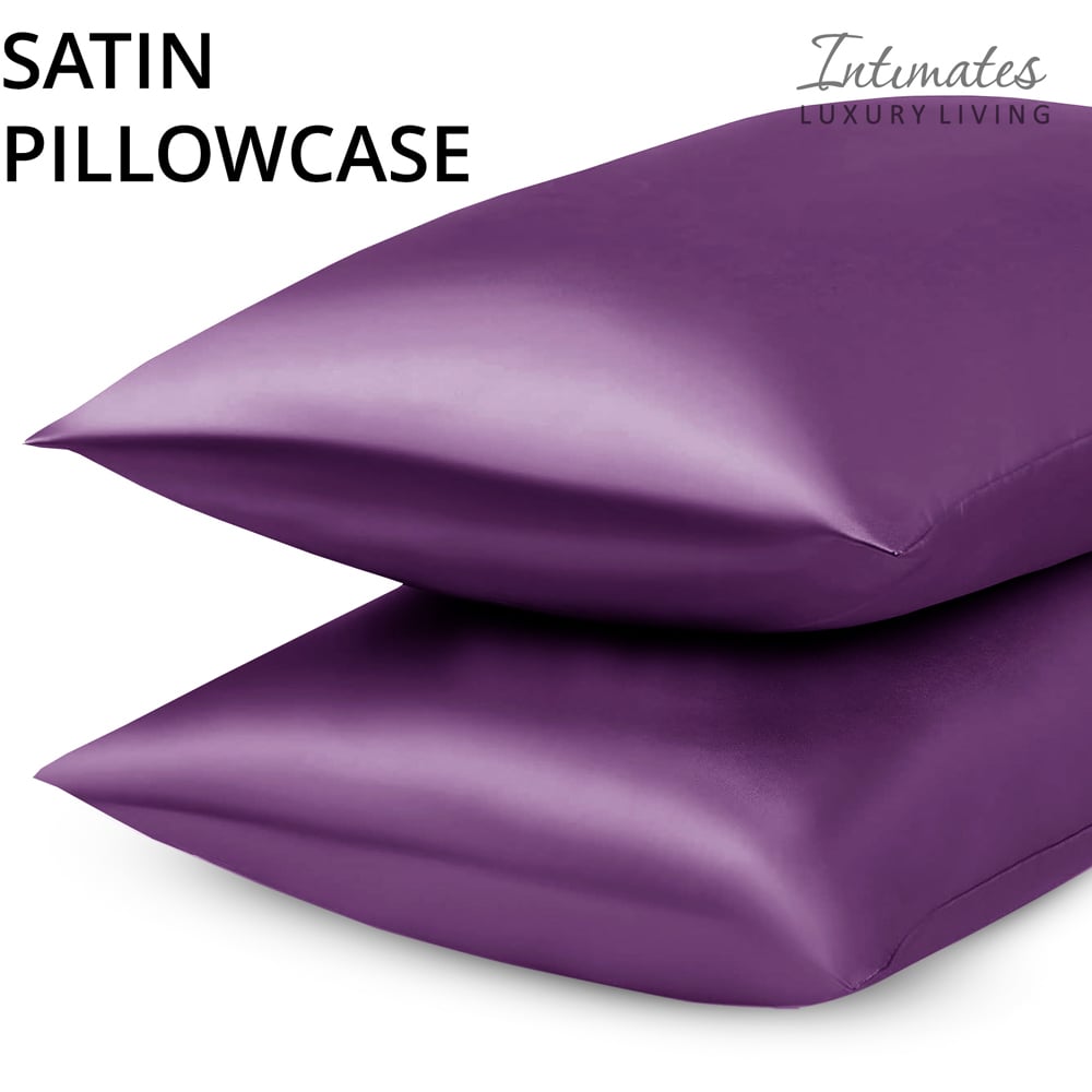Intimates Super King Size Purple Satin Bedding Set Image 5