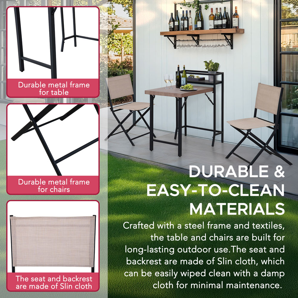 Sunjoy 2 Seater Single Shelf Foldable Patio Bistro Set Image 3