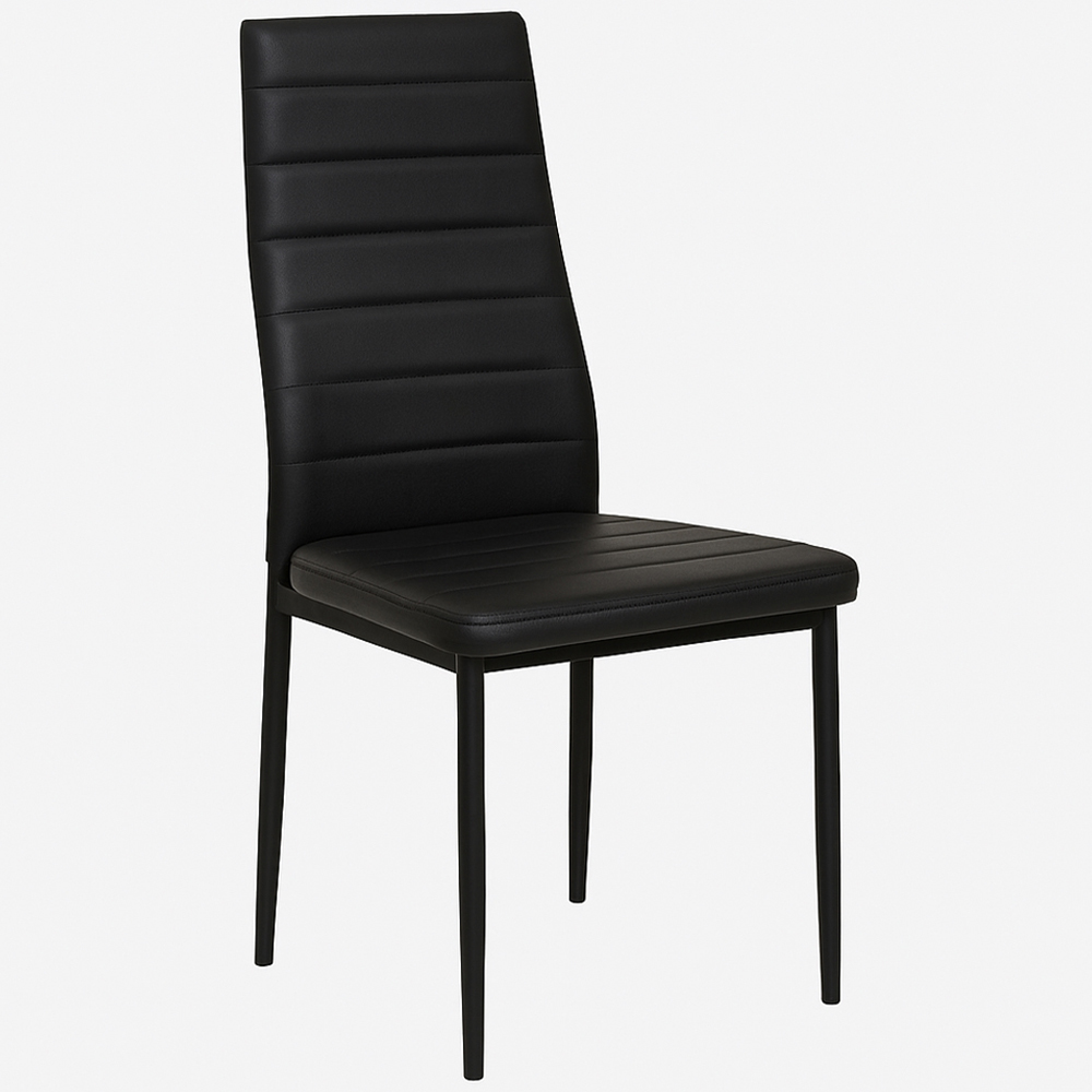 Portland 4 Seater Leather Dining Set Oak Effect and Black Image 2