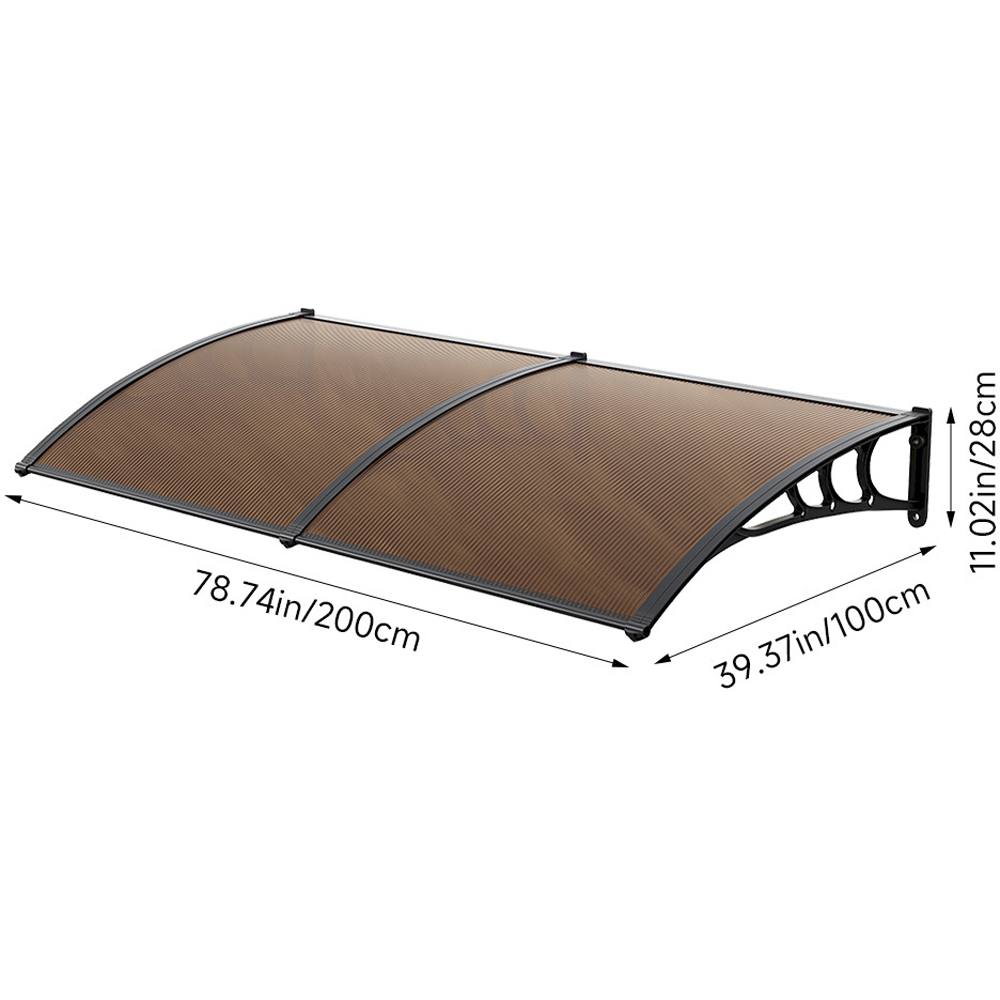 Living and Home Dark Brown Curved Door and Window Canopy 2 x 1m Image 9