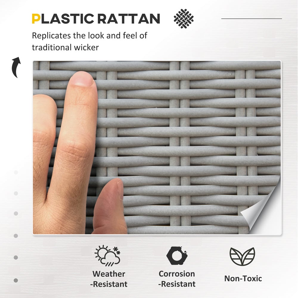 Outsunny 2 Seater Grey PE Rattan Sun Lounger Set Image 5