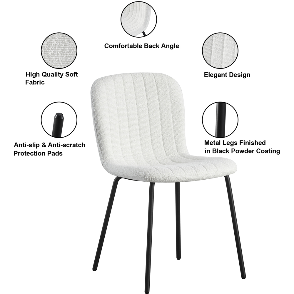 Bella Set of 4 Black Teddy Faux Fur Stitched Design Dining Chairs Image 8