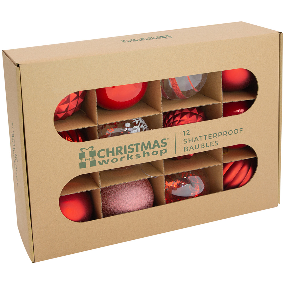 The Christmas Workshop Red Shatterproof Bauble 12 Pack Image 3