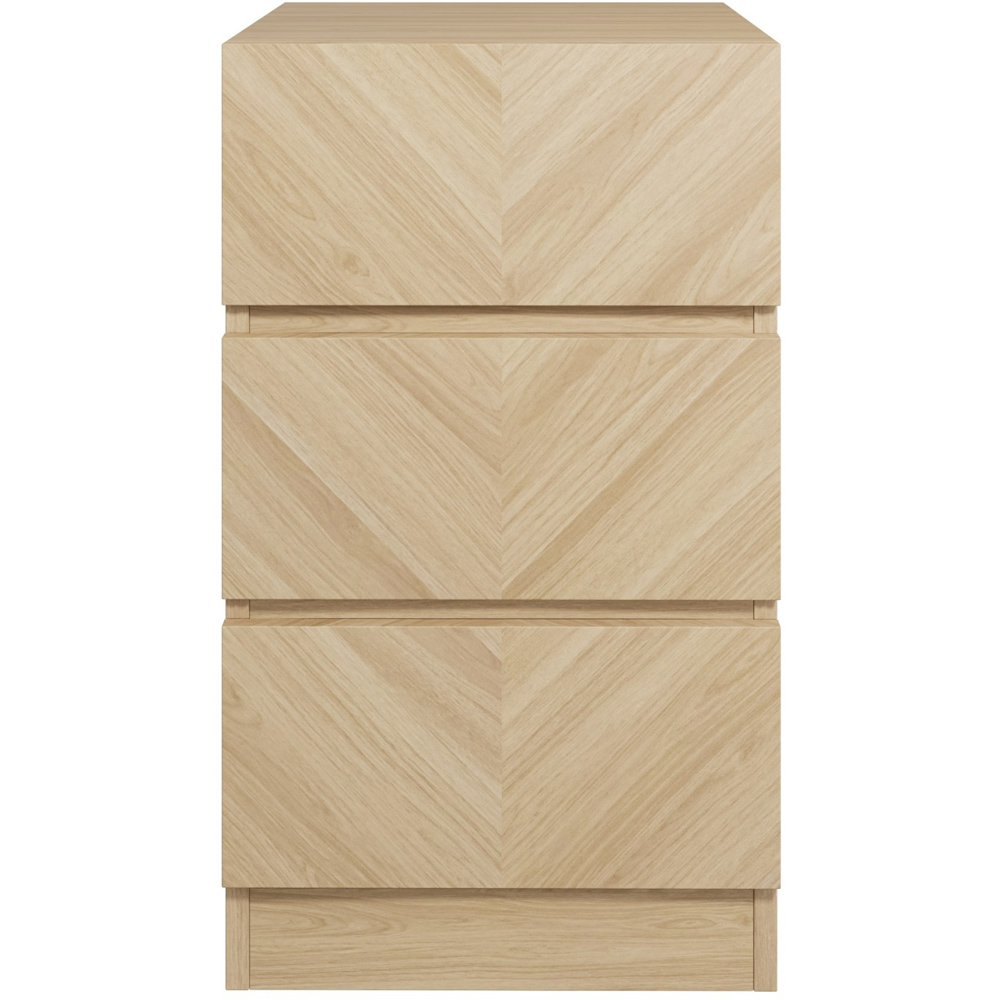 GFW Catania 3 Drawer Euro Oak Wooden Bedside Table Image 2