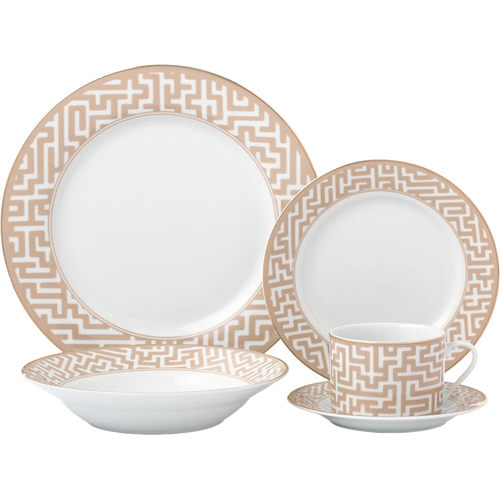 Waterside Mosaic Cream and Gold 20 Piece Dinner Set Image 3