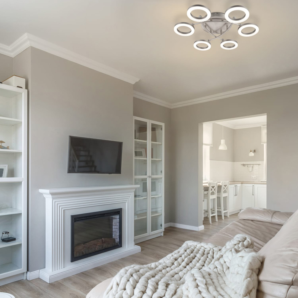 Cosylyte Juni 6 Ring Matt Nickel LED Flush Ceiling Light Image 6