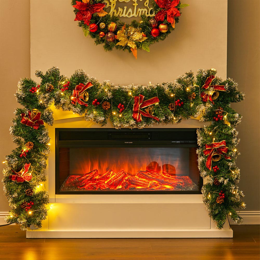 Living and Home Spruced Christmas Garland with Bowknots 270cm Image 2
