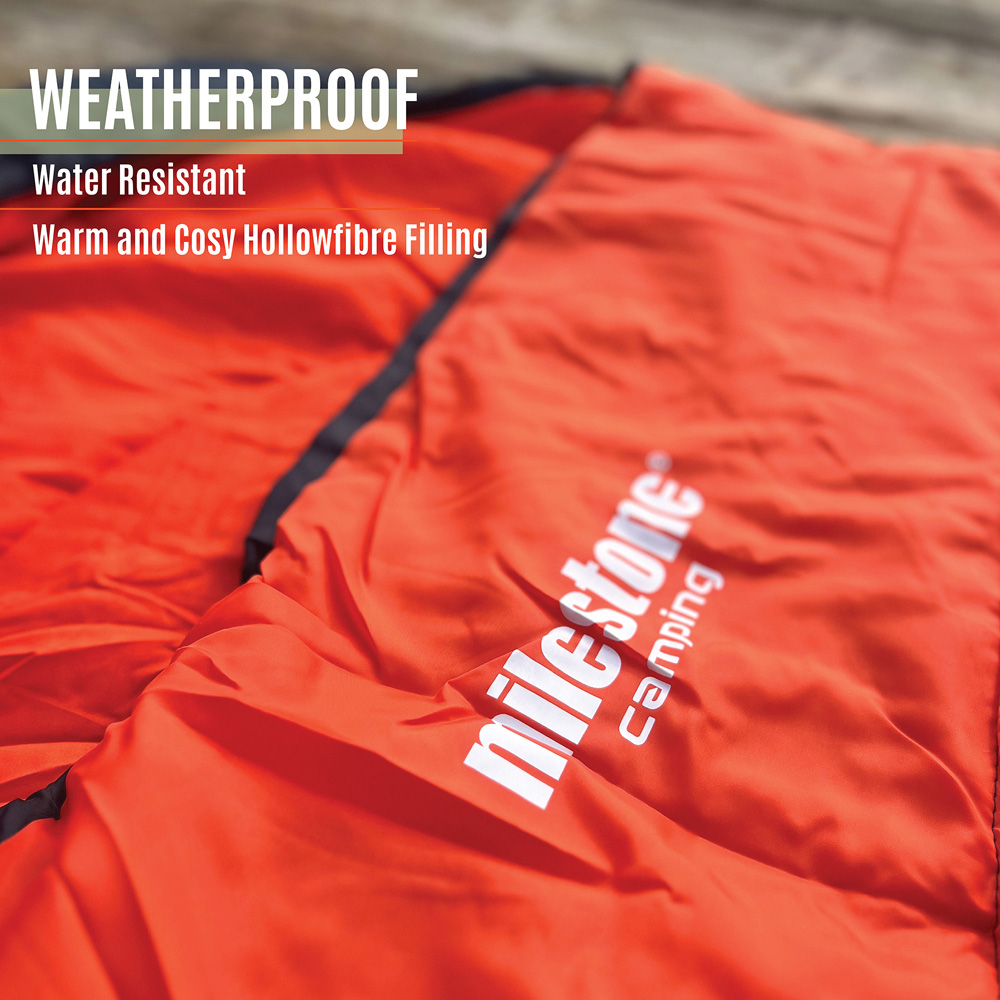 Milestone Camping 250 Hooded Orange Envelope Sleeping Bag Image 7