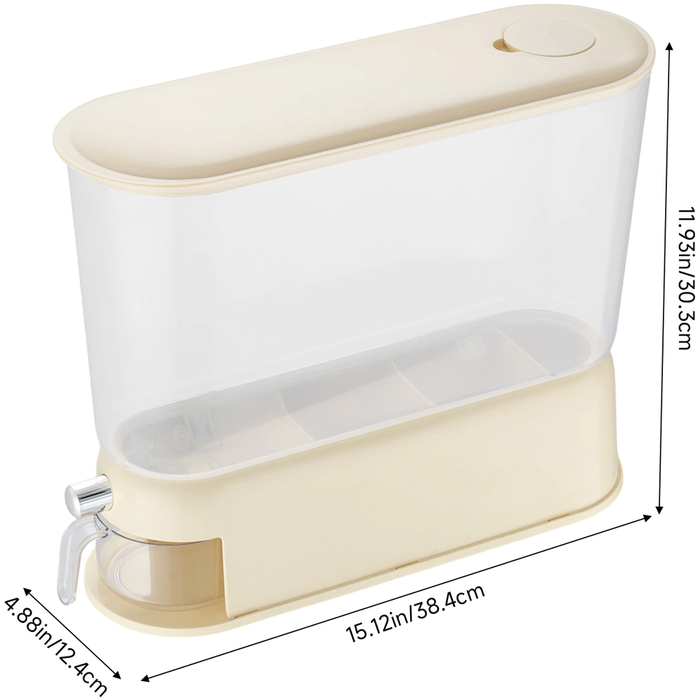 Living and Home 5kg Cream White Airtight Grain Dispenser Image 8