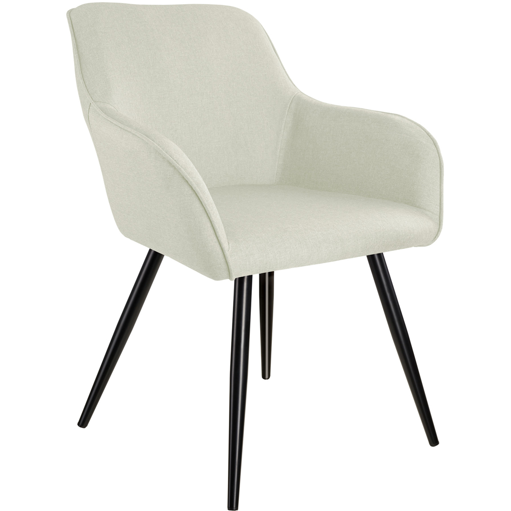 tectake Marilyn Set of 4 Cream Padded Chair with Black Steel Legs Image 3