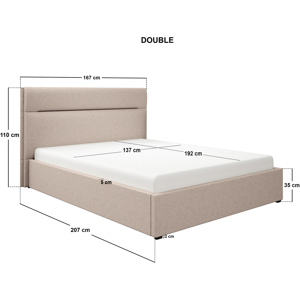 SOLACE+CO Nela Double Beige Woven Fabric Ottoman Bed with Padded Headboard Image 7