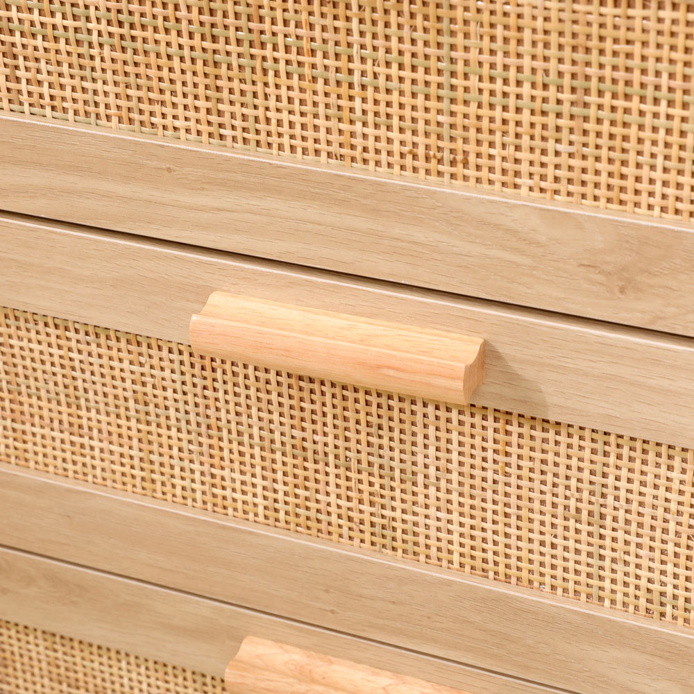 FurnitureHMD 6 Drawer Black and Natural Rattan Woven Front Wooden Chest of Drawers Image 6