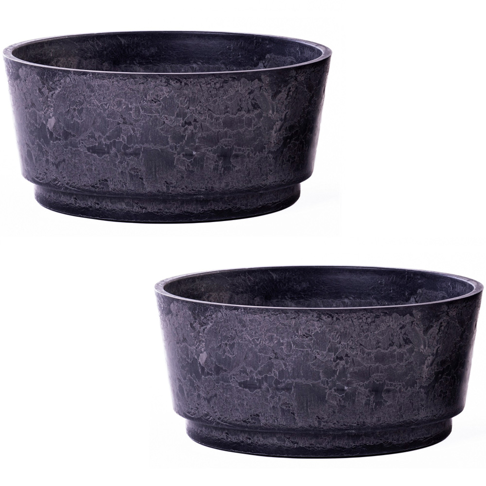 Garden Gear Caesar Charcoal Marble Effect Bowl Planter 35cm 2 Pack Image 1