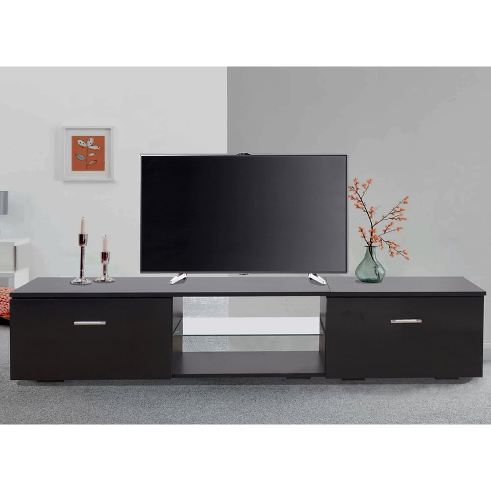 MDA Designs Avior 1600 2 Door Black TV Cabinet with LED Lighting Image 7