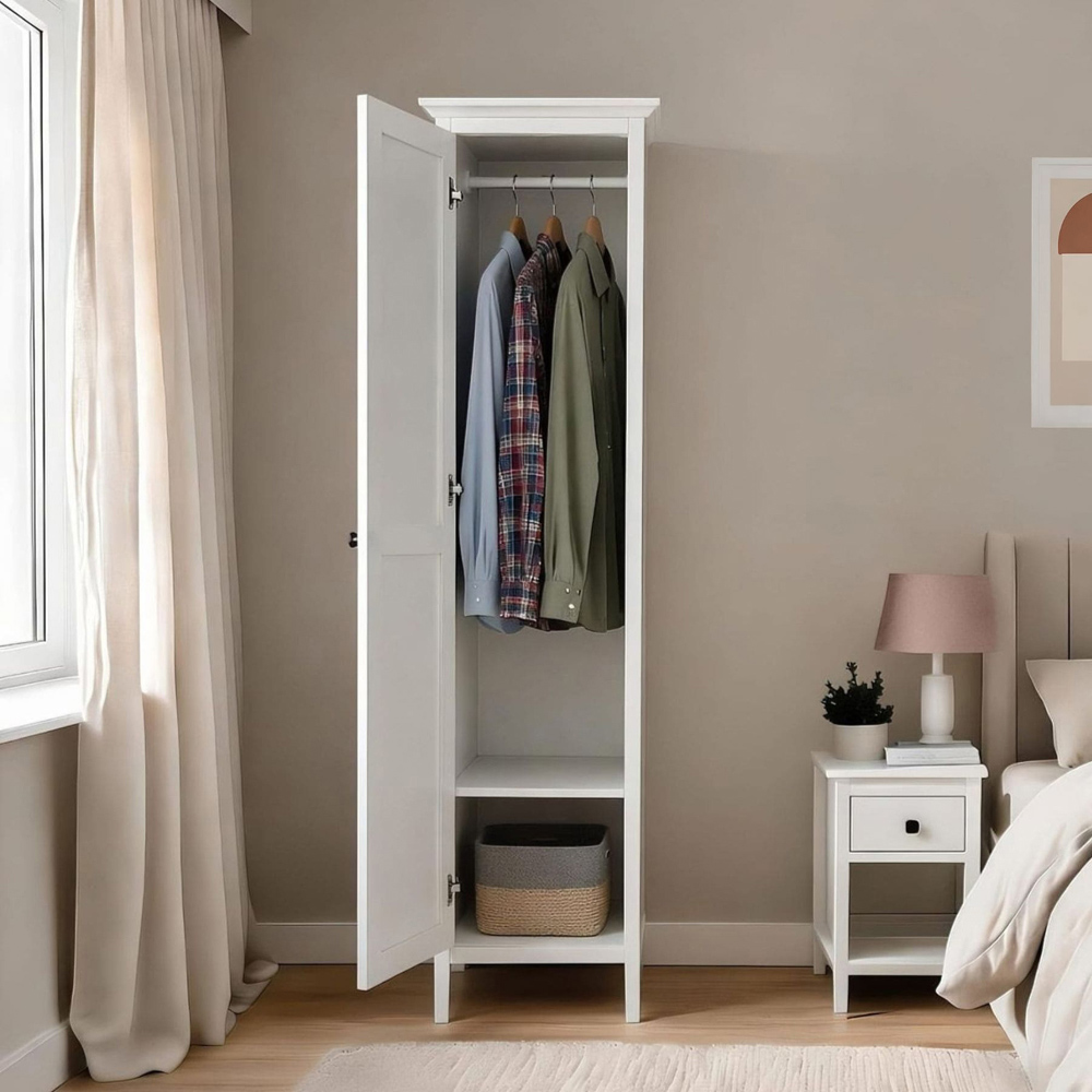 Home Source Belle Vue Single Door White Wardrobe with Hanging Rail Image 7