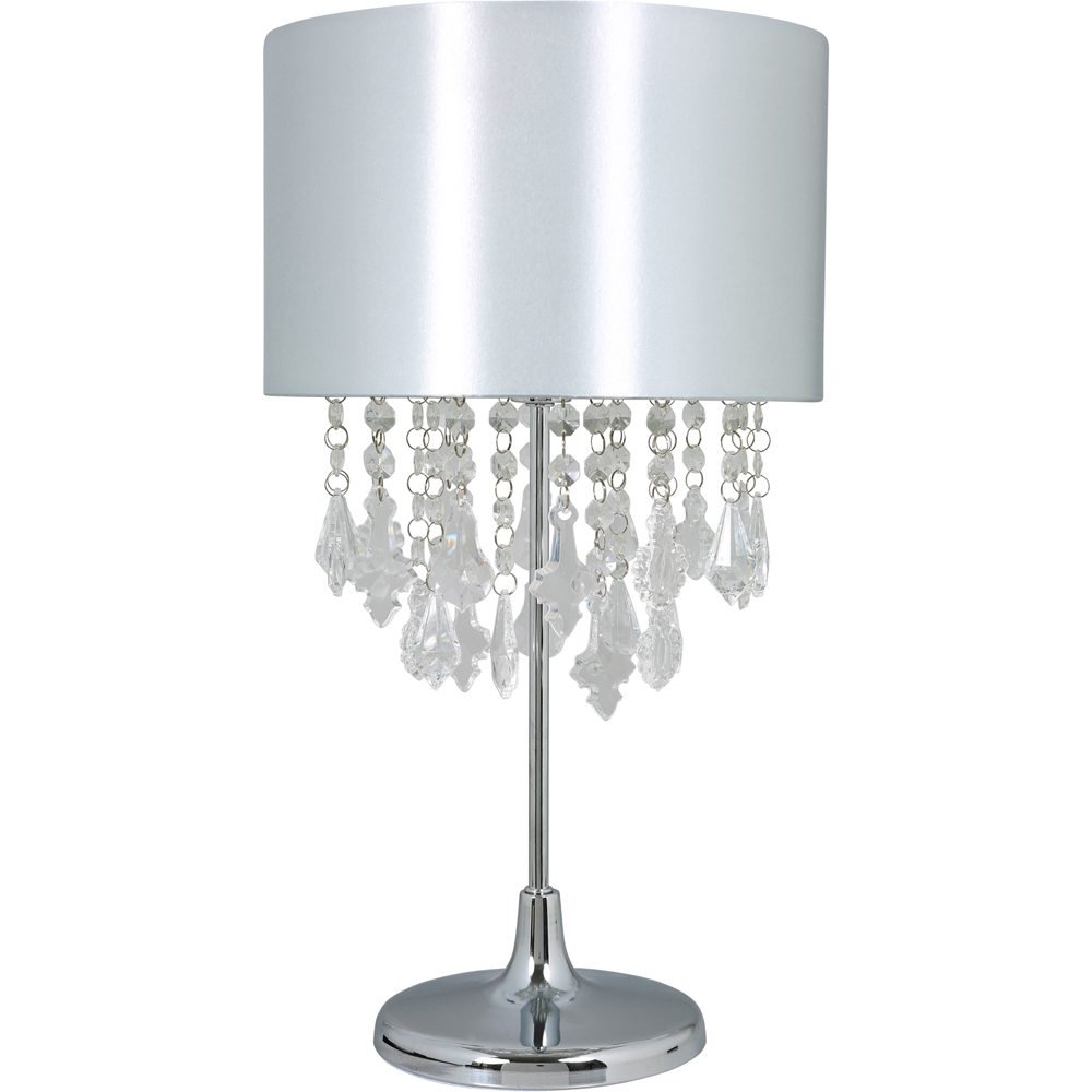 Kliving Sheldon Beaded Shade Silver Table Lamp Image 1