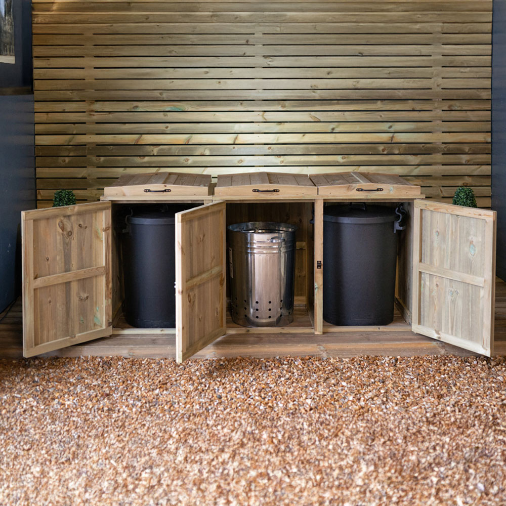 The Garden Village Paythorne Triple Dustbin Storage Image 6