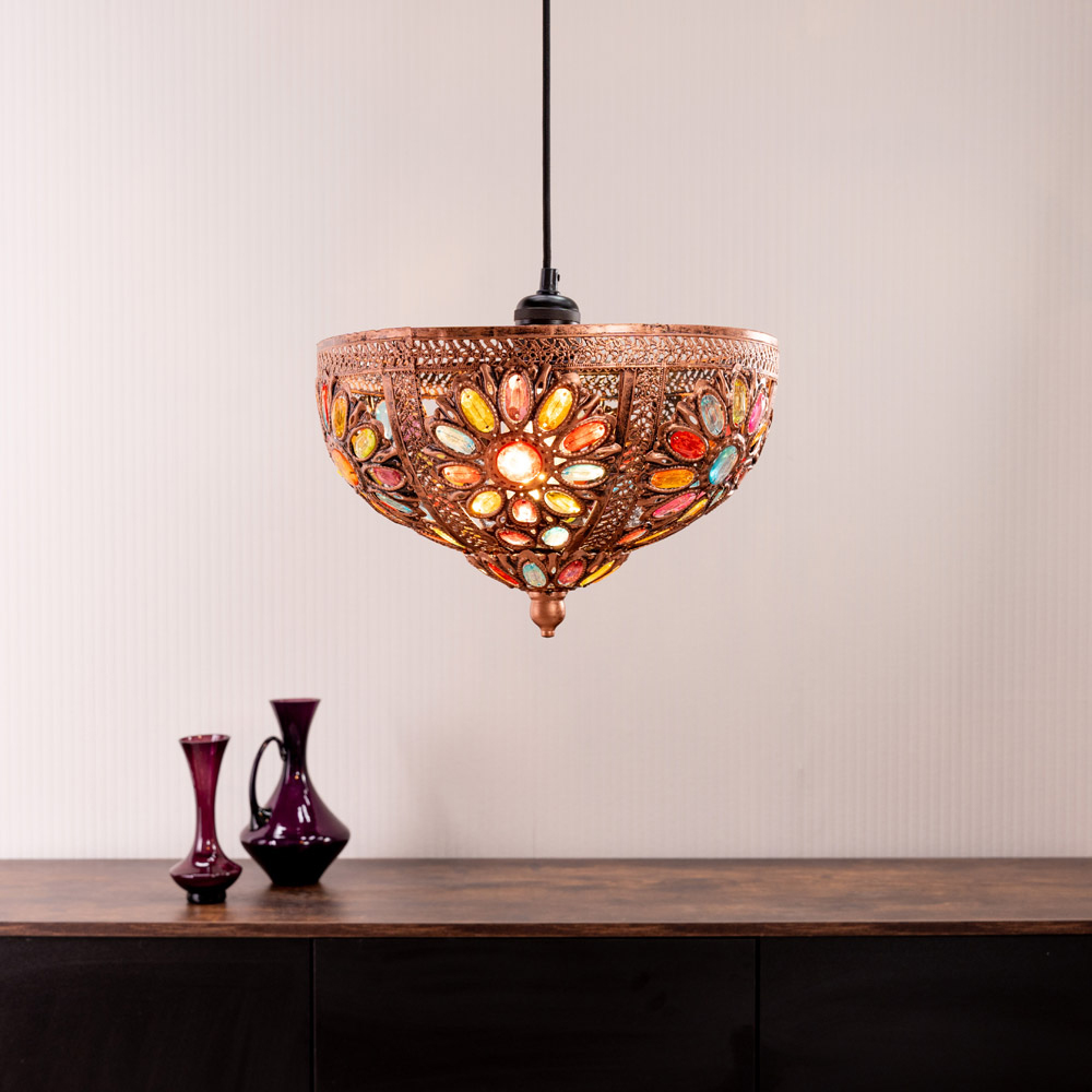 ValueLights Easy Fit Samia Moroccan Style Bronze Uplighter Lamp Shade Image 5