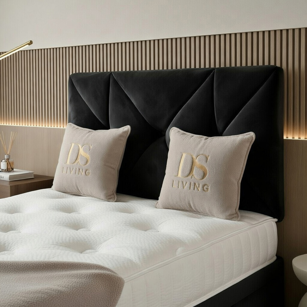 DS Living Eclipse Double Black Plush Velvet Ottoman Bed Image 3