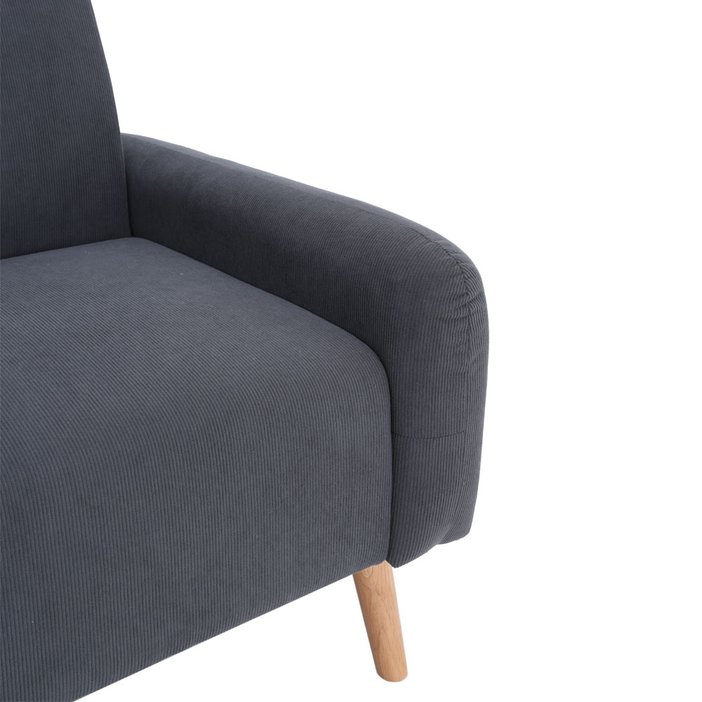 Living and Home 2 Seater Grey Corduroy Loveseat Sofa Image 6