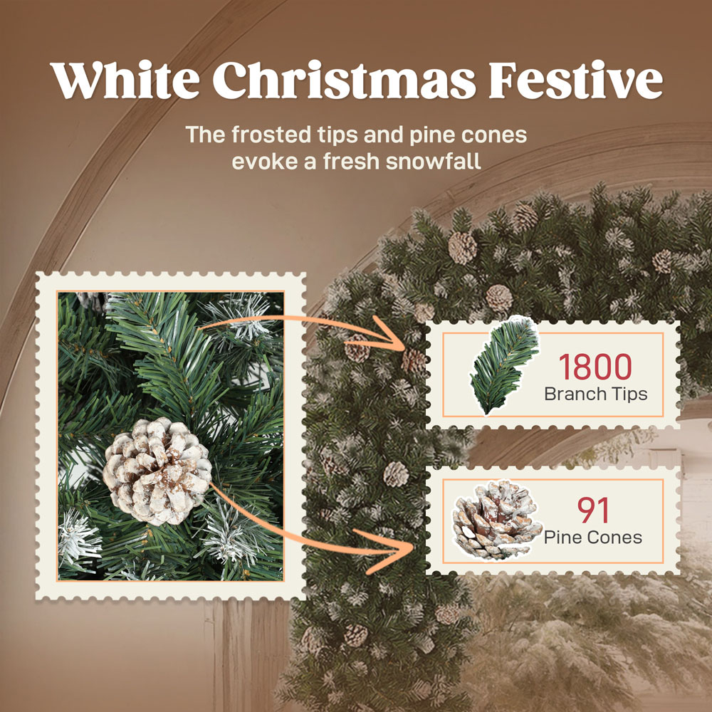 HOMCOM Snow Frosted Christmas Tree Arch 8.2ft Image 6