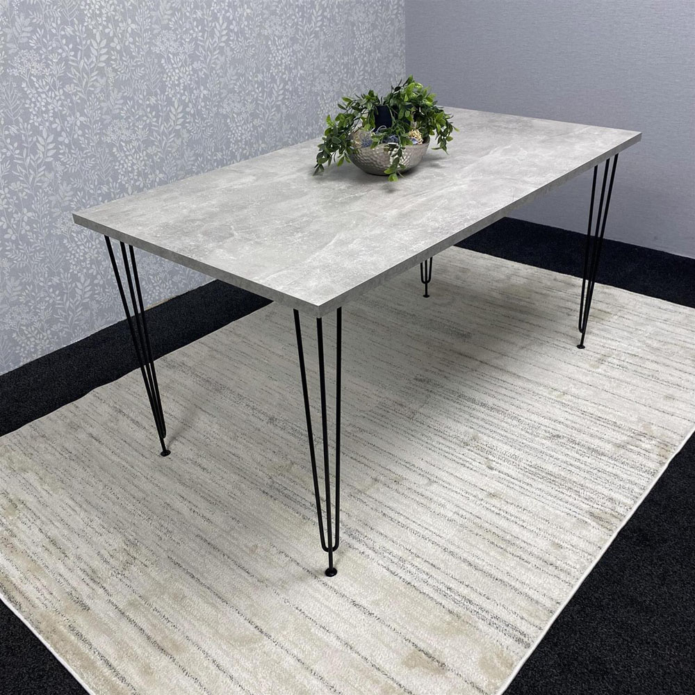 Kosy Koala 6 Seater Rectangular Dining Table with Hairpin Legs Stone Grey Image 7