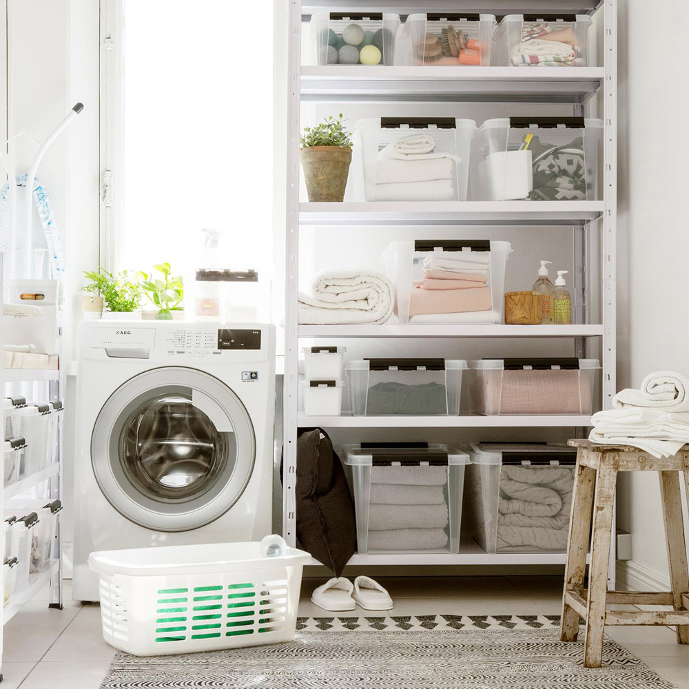 SmartStore Clear Plastic Storage Box with Clip Lock Lid 52L 5 Pack Image 5