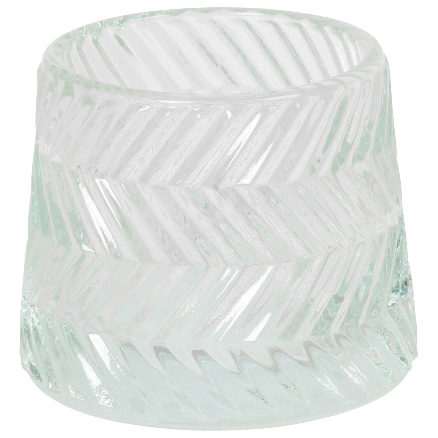 Glass Ribbed Tealight Holder - Clear Image 2