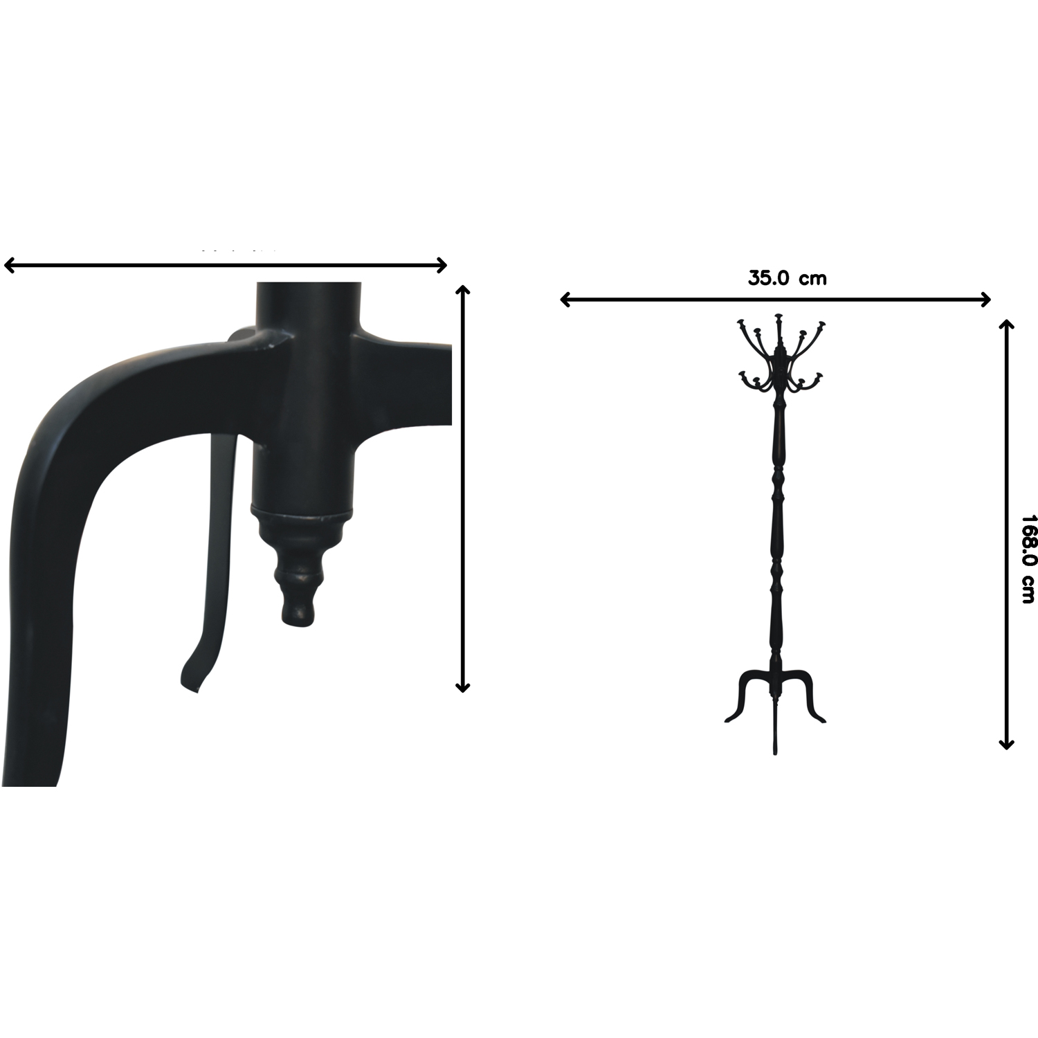 Artisan Furniture Black Iron 6 Hook Coat Stand Image 7