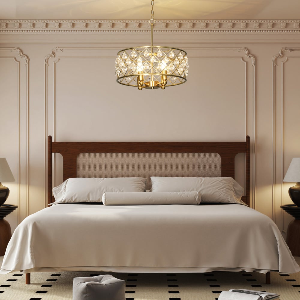 HOMCOM Adjustable Crystal Chandelier Ceiling Light Image 3