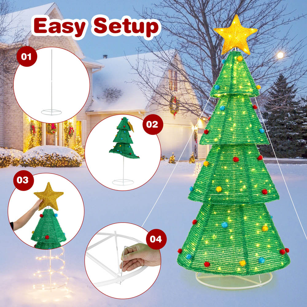 Costway 200 Warm LED Collapsible Pre-Lit Artificial Christmas Tree 6ft Image 4