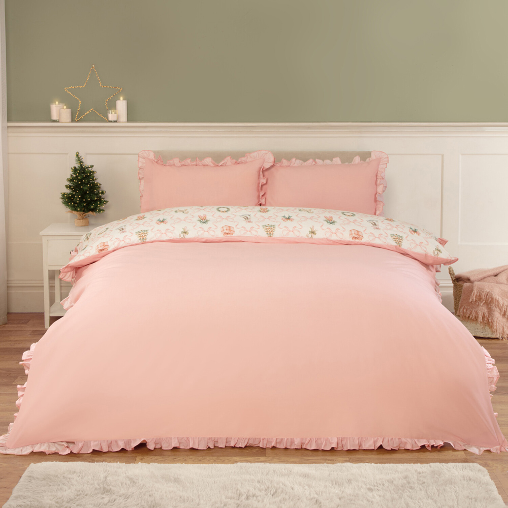 Christmas Charm Duvet Set Pink Superking Image 2