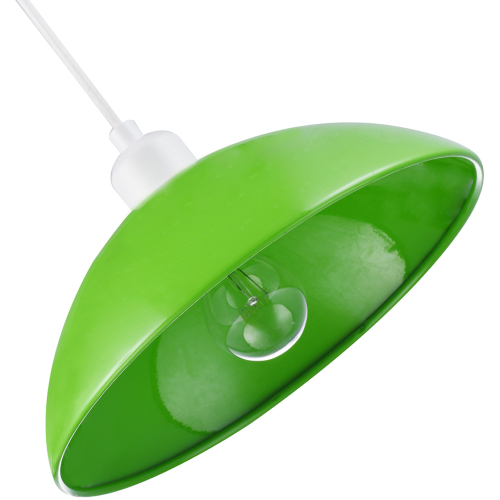 Happy Homewares Industrial Lime Green Gloss Disc Metal Pendant Shade Image 5