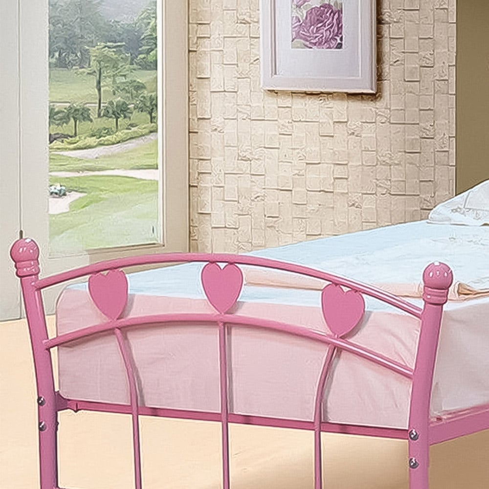 Brooklyn Single Pink Heart Metal Bed Frame Image 2