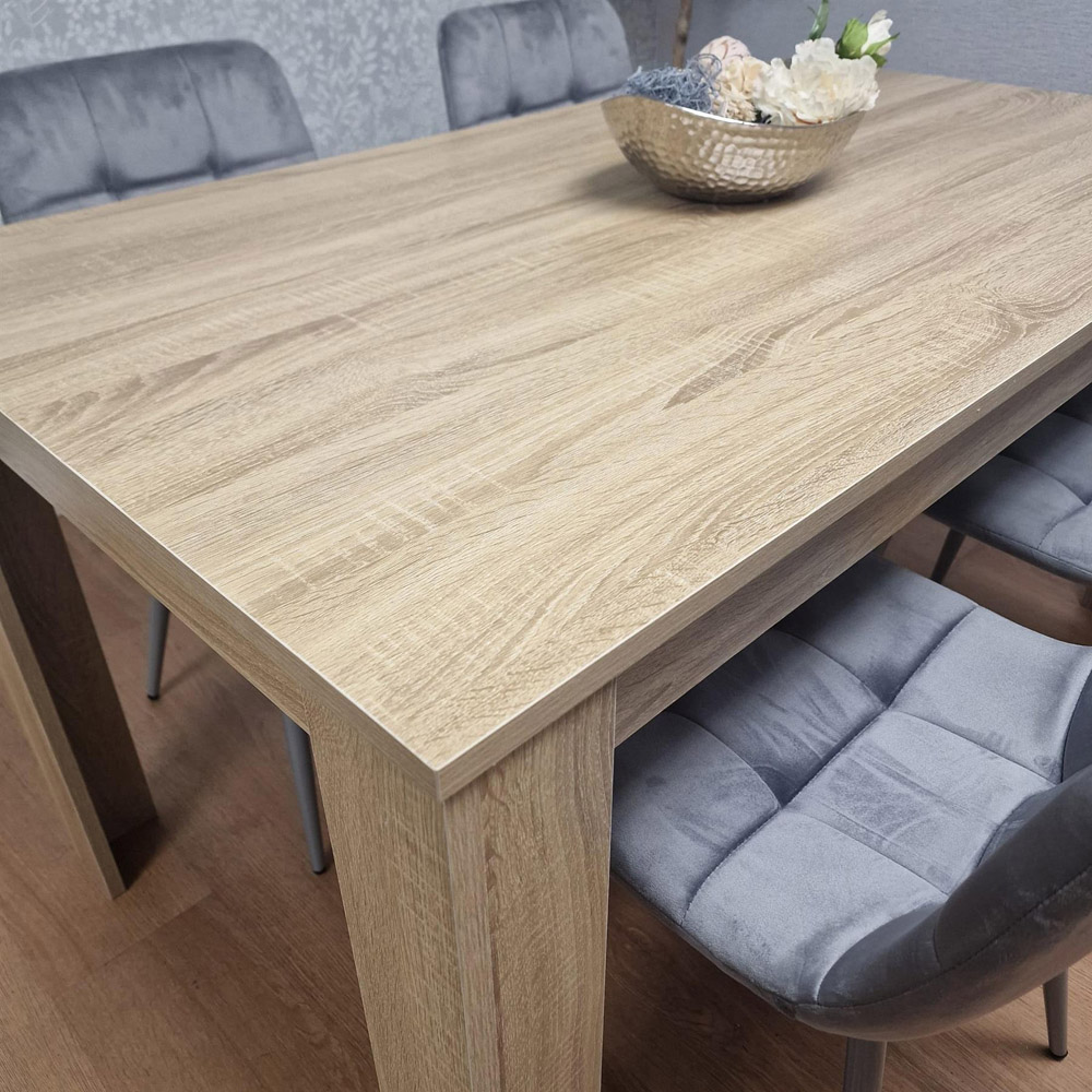 Portland 4 Seater Velvet Dining Set Oak Effect and Grey Image 3