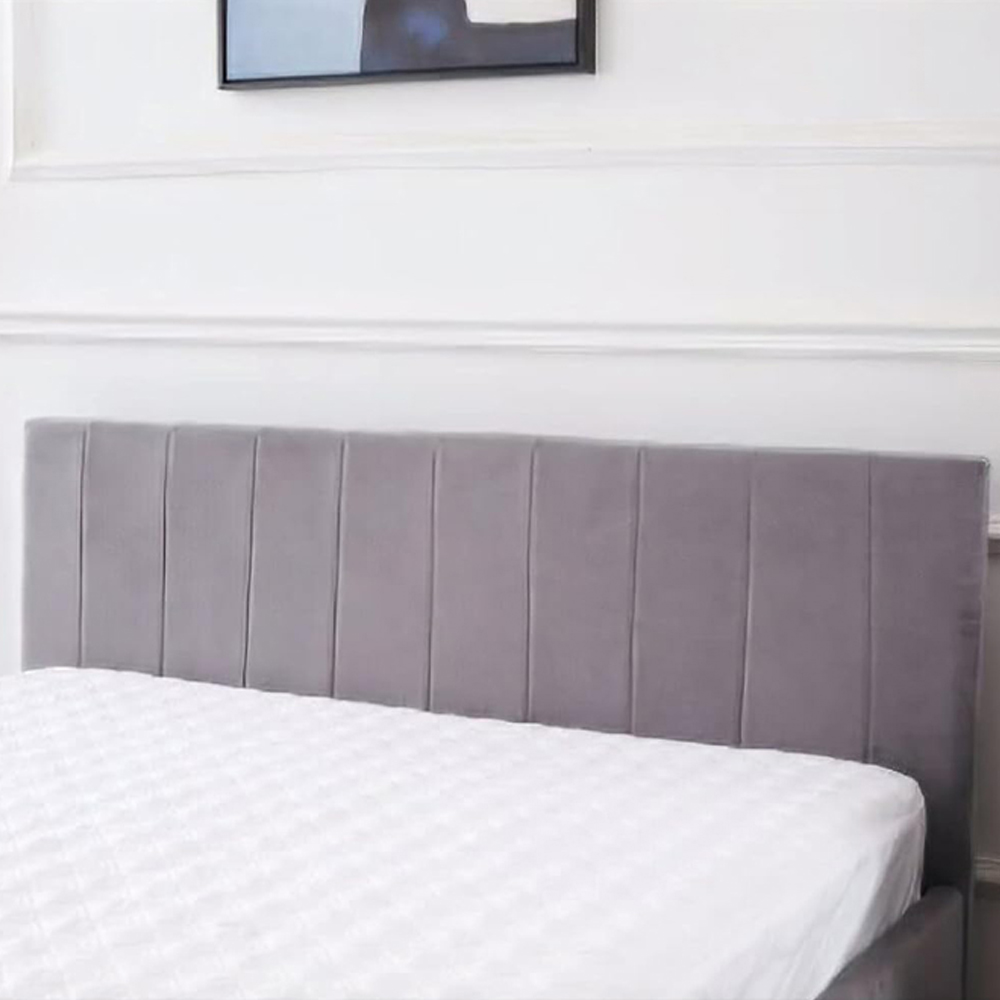 Portland Line Small Double Grey Velvet Ottoman Bed with Mattress Image 2
