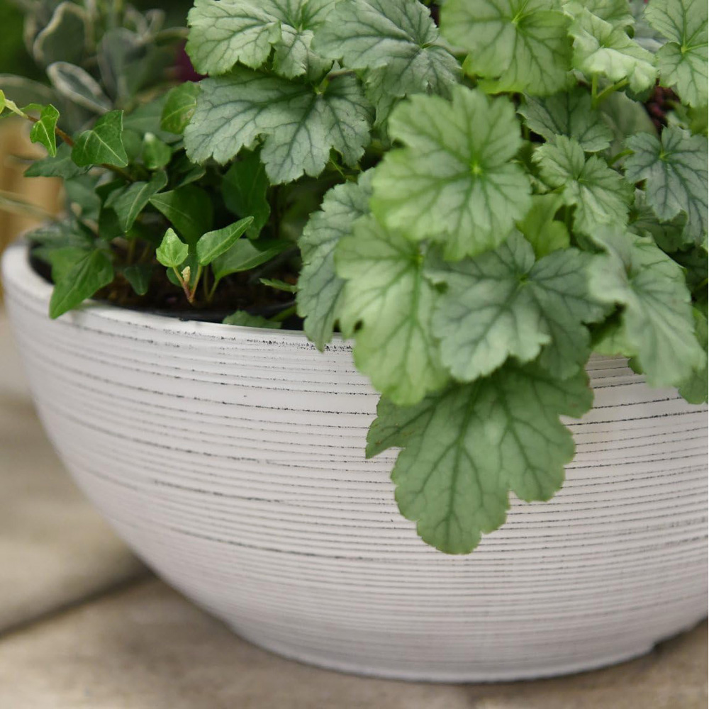 Garden Gear Light Grey Bayadere Bowl Planter 35cm 2 Pack Image 3