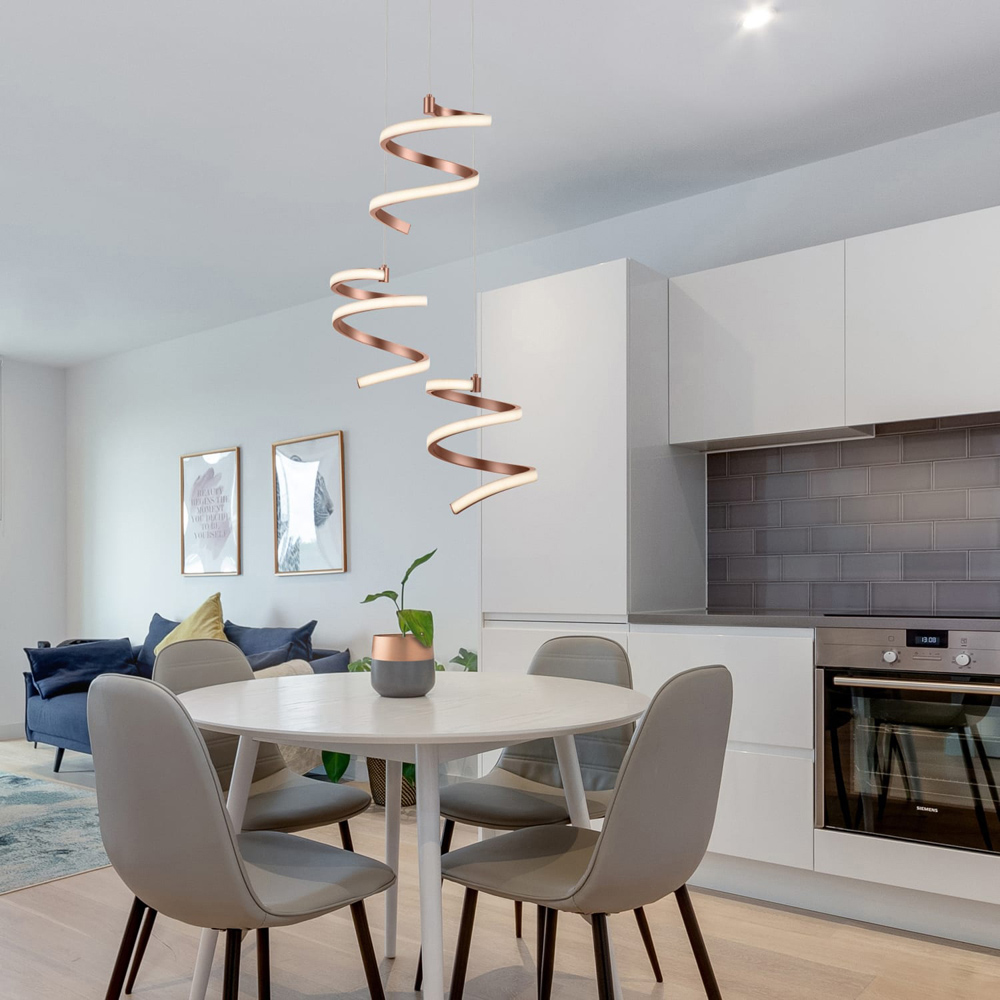 Cosylyte Nyah 3 Light Copper Spiral Cluster LED Pendant Light Image 7