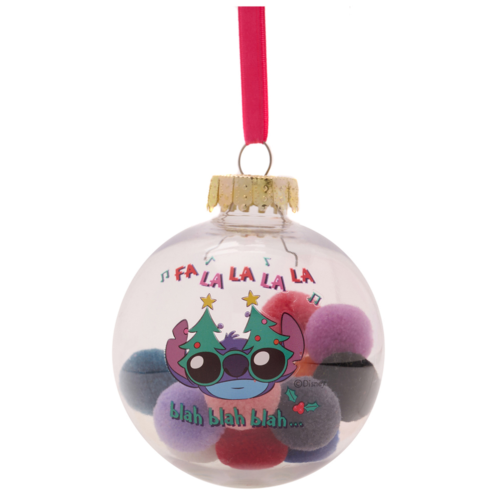 Disney Stitch Pom Pom Christmas Baubles 7 Pack Image 6