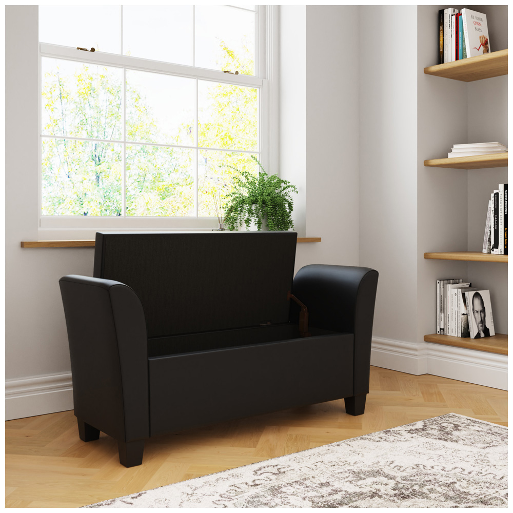 GFW Verona Black Upholstered Window Seat Image 7