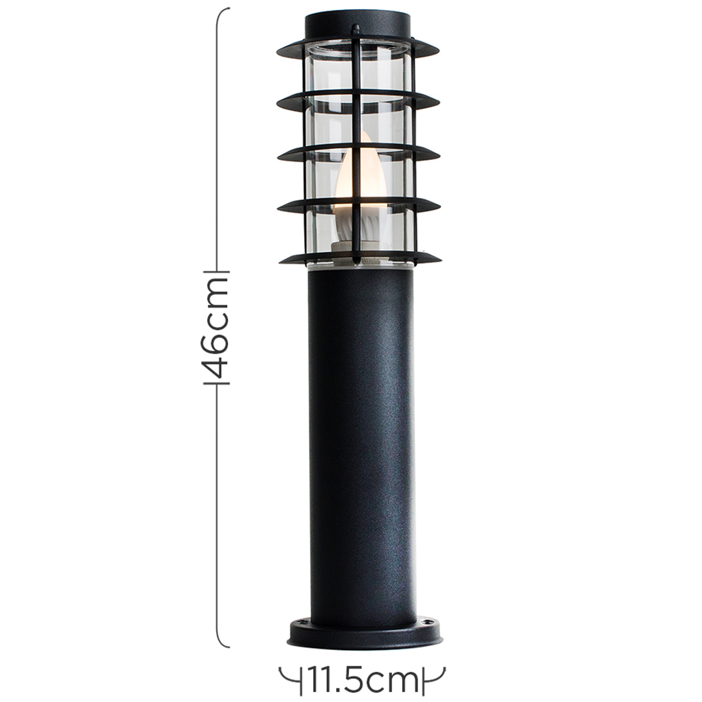 ValueLights Wharf Set of 2 Black Warm White Bulb Bollard Lights Image 6
