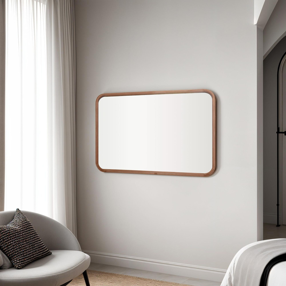 Yearn Curved Corner Solid Oak Framed Wall Mirror 120 x 80cm Image 4