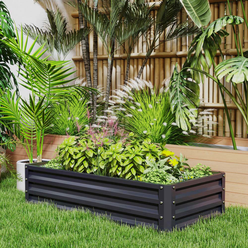 Outsunny Set of 2 Grey Raised Garden Bed 30 x 60 x 120cm Image 4