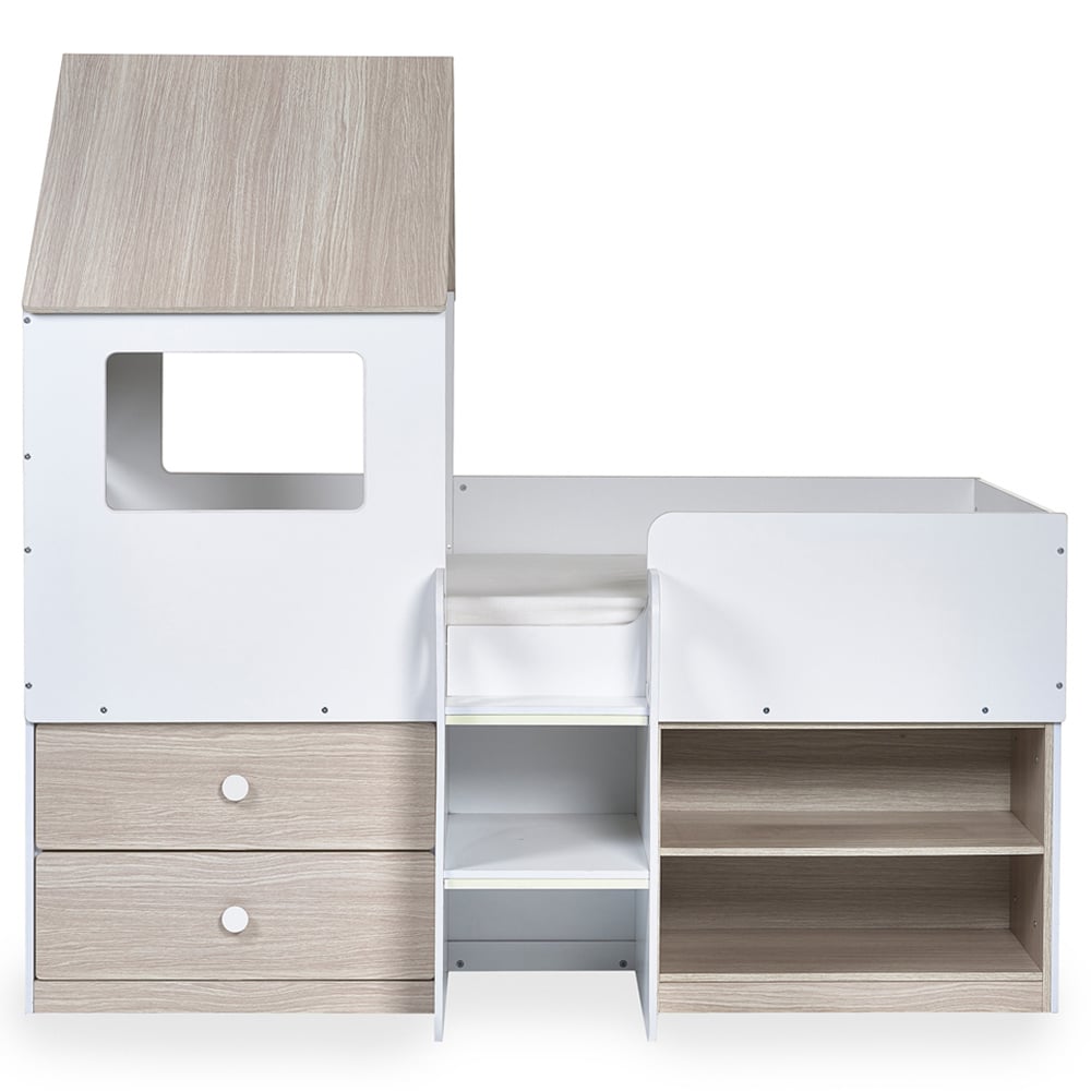 Julian Bowen Orpheus Pale Wood and White Mid Sleeper with Storage Image 2