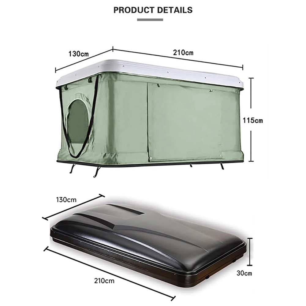 Living and Home Green Hard Shell Car Roof Tent with Retractable Ladder 210 x 130cm Image 9