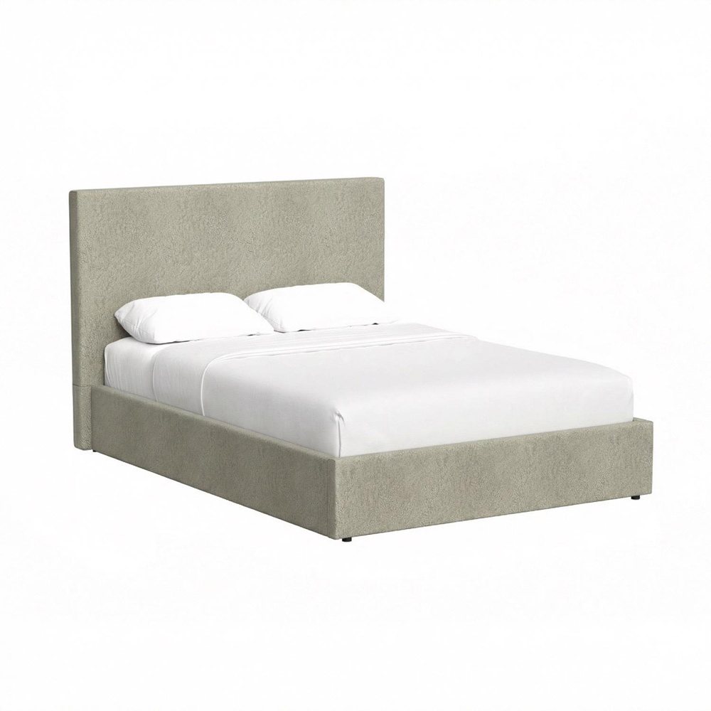FWStyle Rufford Double Beige Sand Front Lift Ottoman Bed Frame with Padded Headboard Image 4