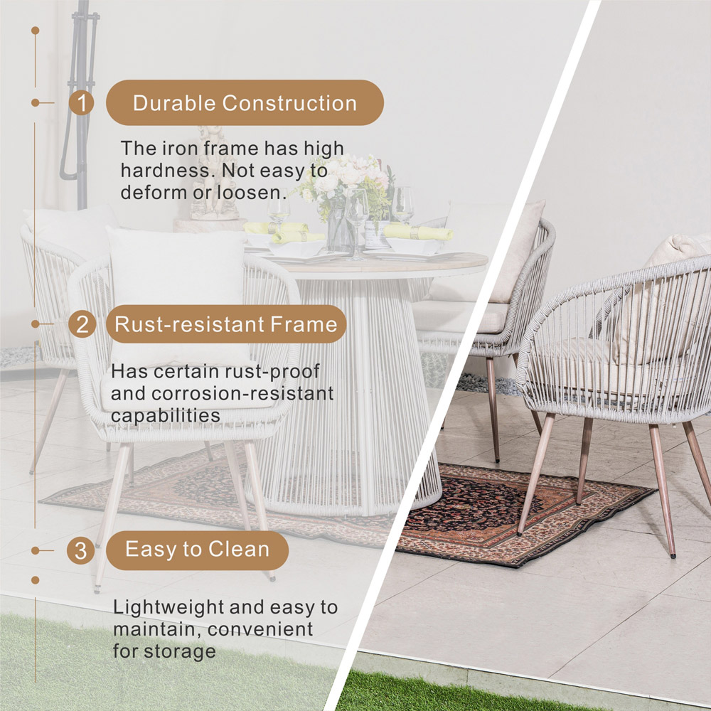 Direct Wicker 4 Seater Grey Iron Woven Round Garden Dining Set Image 6