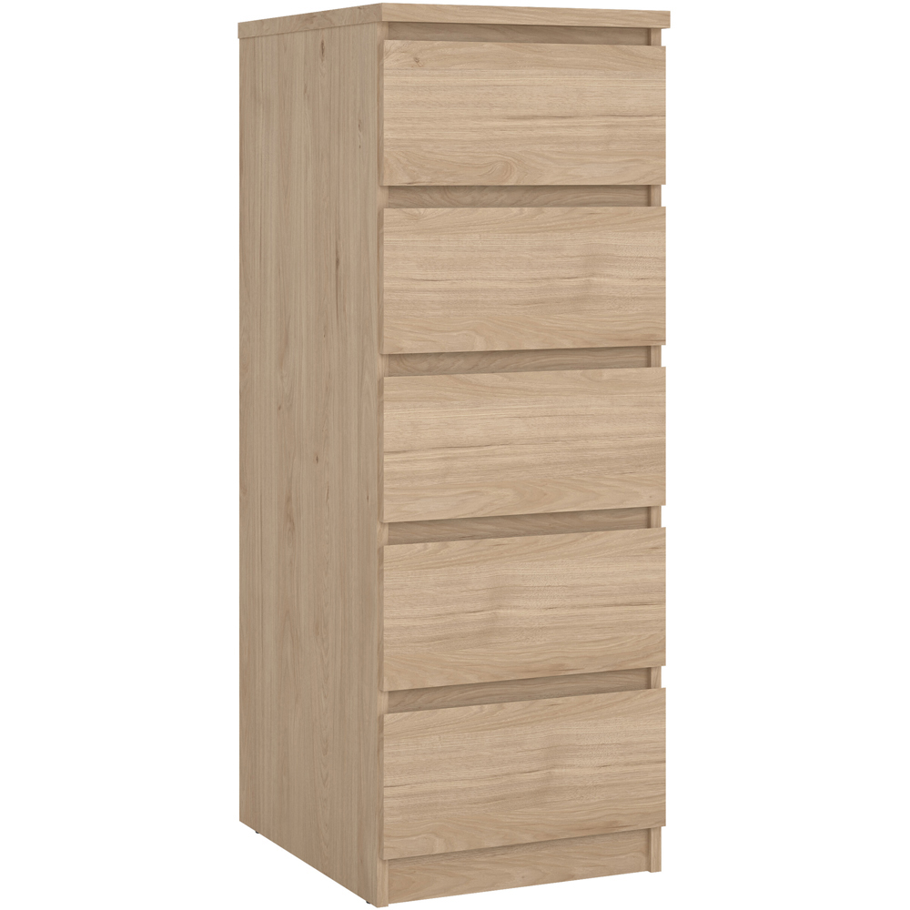 Florence 5 Drawer Jackson Hickory Oak Narrow Chest of Drawers Image 2