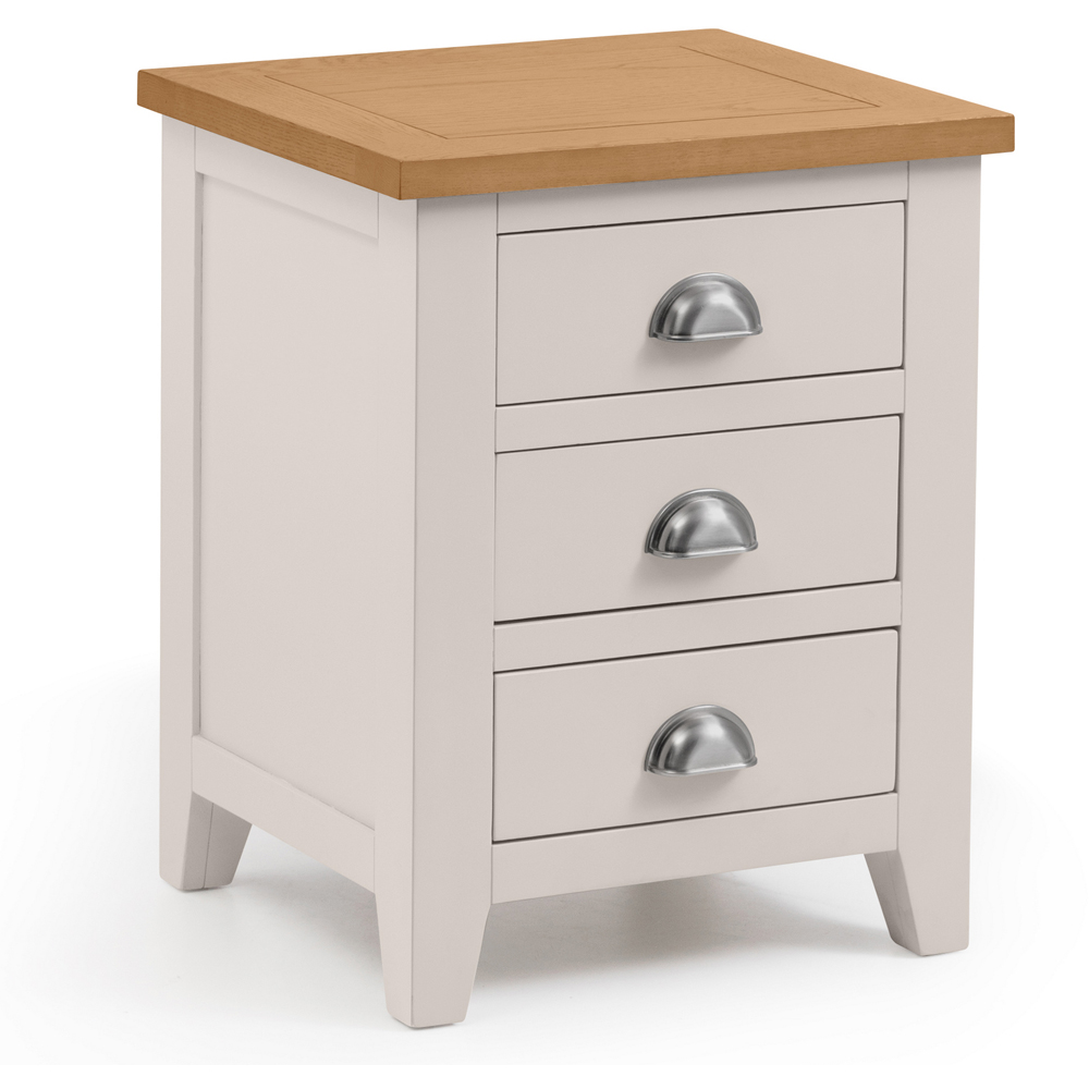 Julian Bowen Richmond 3 Drawer Grey and Oak Bedside Table Image 2