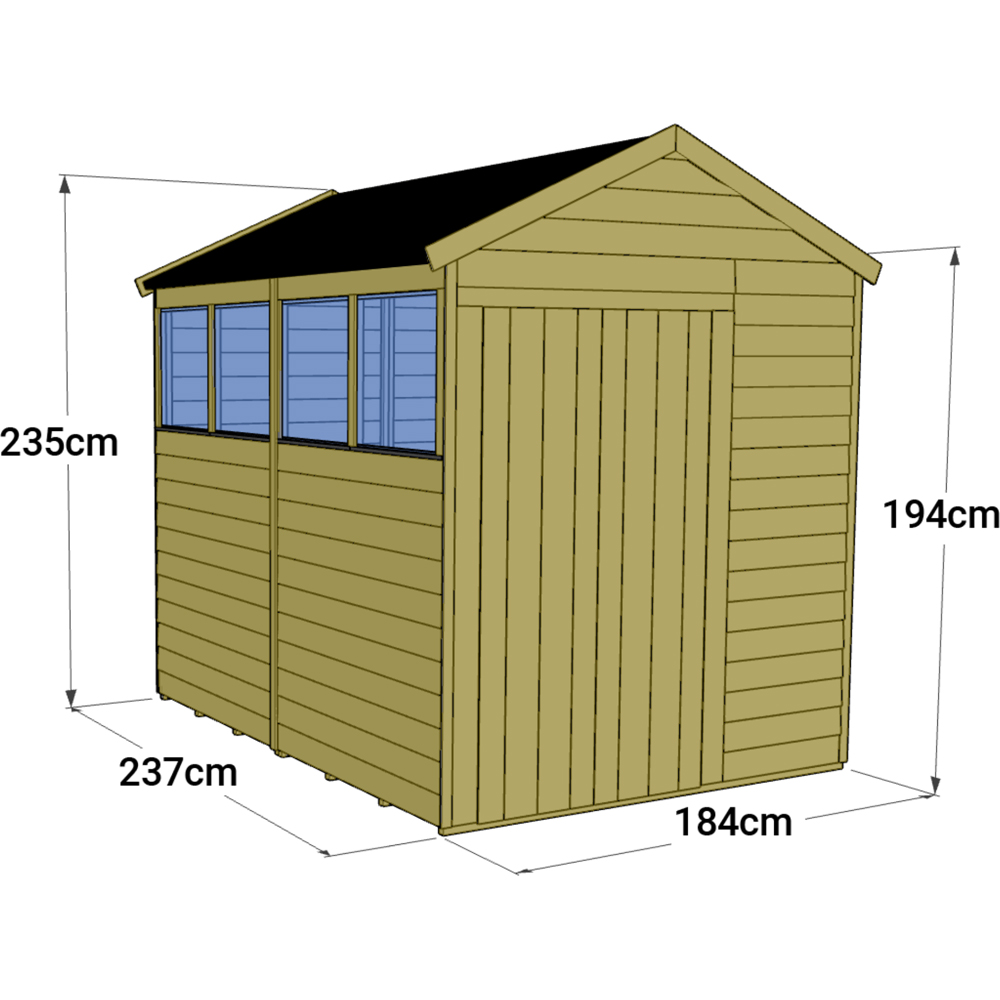 StoreMore 8 x 6ft Double Door Tongue and Groove Apex Shed with Window Image 4